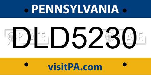 DLD5230 Pennsylvania License Plate