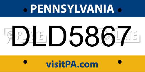 DLD5867 Pennsylvania License Plate