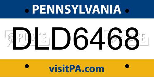 DLD6468 Pennsylvania License Plate