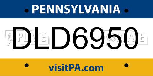 DLD6950 Pennsylvania License Plate