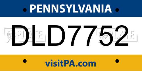 DLD7752 Pennsylvania License Plate