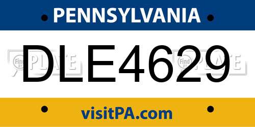 DLE4629 Pennsylvania License Plate