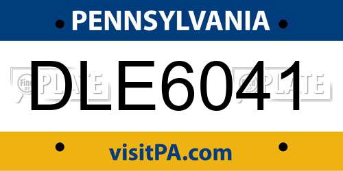 DLE6041 Pennsylvania License Plate