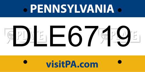 DLE6719 Pennsylvania License Plate