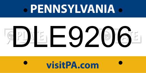 DLE9206 Pennsylvania License Plate