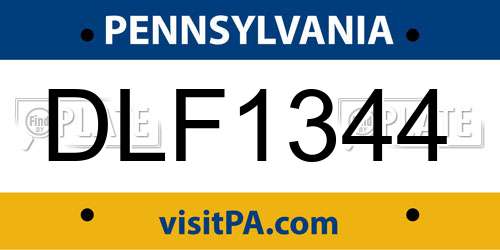 DLF1344 Pennsylvania License Plate