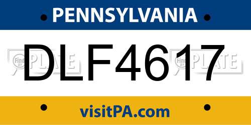 DLF4617 Pennsylvania License Plate