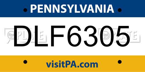 DLF6305 Pennsylvania License Plate