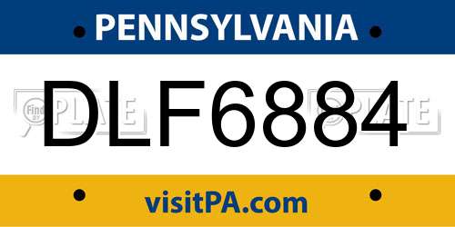 DLF6884 Pennsylvania License Plate