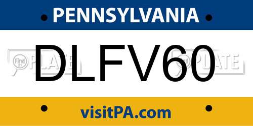 DLFV60 Pennsylvania License Plate
