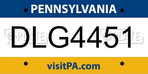 DLG4451 Pennsylvania License Plate