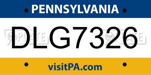 DLG7326 Pennsylvania License Plate