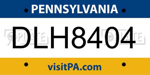 DLH8404 Pennsylvania License Plate