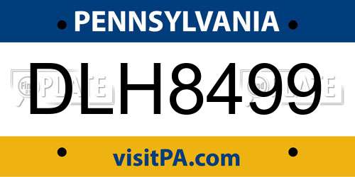 DLH8499 Pennsylvania License Plate