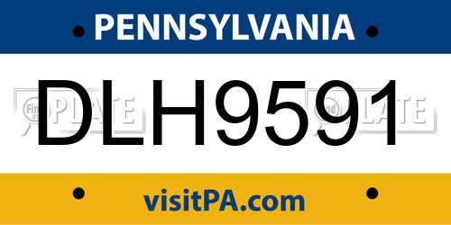 DLH9591 Pennsylvania License Plate