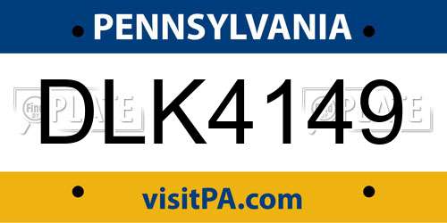 DLK4149 Pennsylvania License Plate