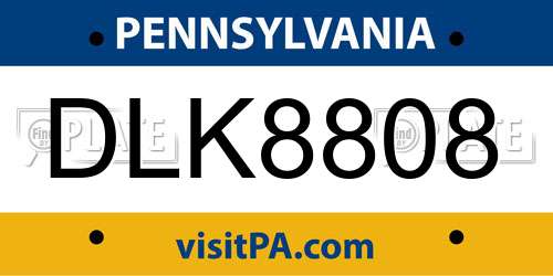 DLK8808 Pennsylvania License Plate