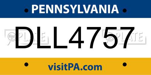 DLL4757 Pennsylvania License Plate