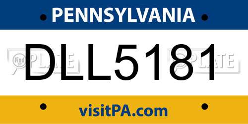 DLL5181 Pennsylvania License Plate