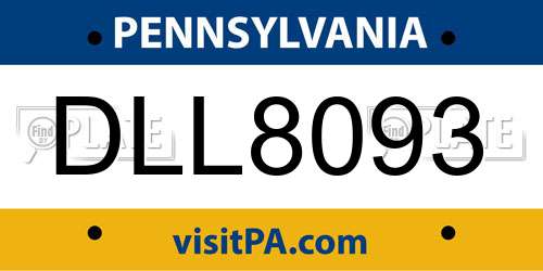 DLL8093 Pennsylvania License Plate