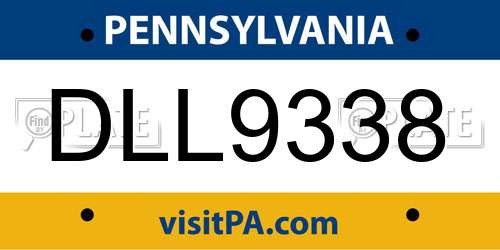 DLL9338 Pennsylvania License Plate