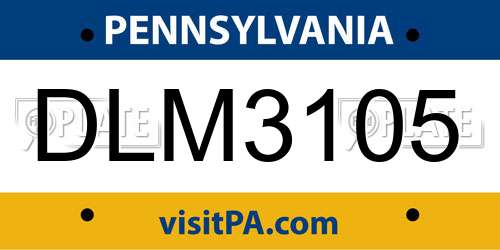 DLM3105 Pennsylvania License Plate