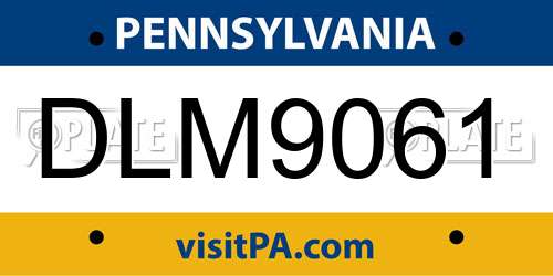 DLM9061 Pennsylvania License Plate