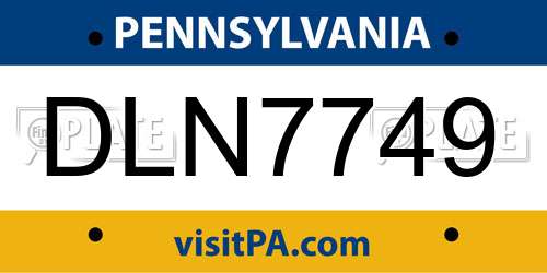 DLN7749 Pennsylvania License Plate