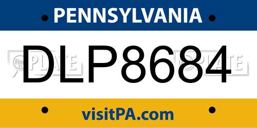 DLP8684 Pennsylvania License Plate
