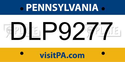 DLP9277 Pennsylvania License Plate