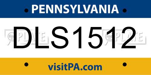 DLS1512 Pennsylvania License Plate