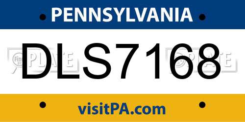 DLS7168 Pennsylvania License Plate