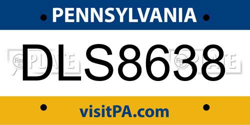 DLS8638 Pennsylvania License Plate