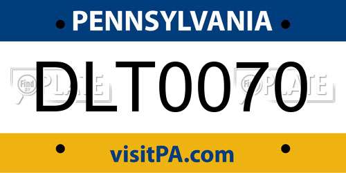 DLT0070 Pennsylvania License Plate