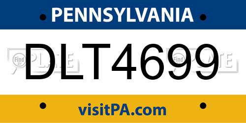 DLT4699 Pennsylvania License Plate