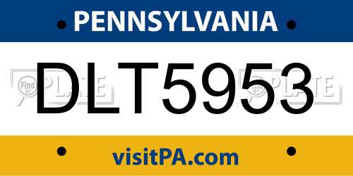 DLT5953 Pennsylvania License Plate