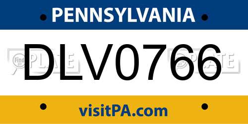 DLV0766 Pennsylvania License Plate