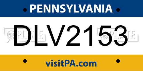 DLV2153 Pennsylvania License Plate