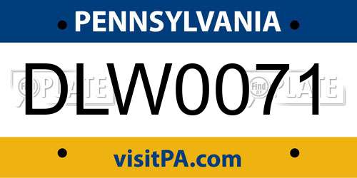 DLW0071 Pennsylvania License Plate