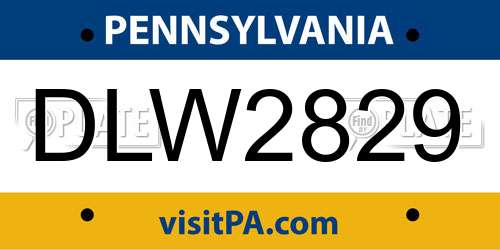 DLW2829 Pennsylvania License Plate