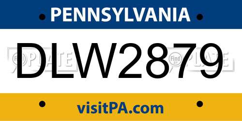 DLW2879 Pennsylvania License Plate