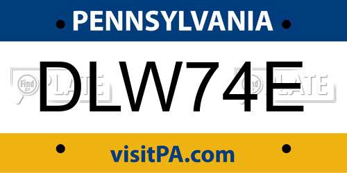 DLW74E Pennsylvania License Plate