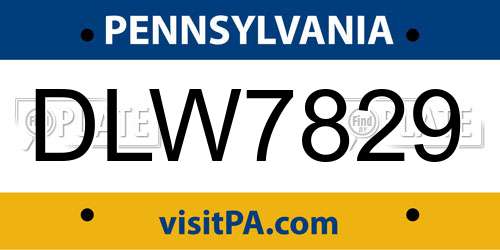 DLW7829 Pennsylvania License Plate
