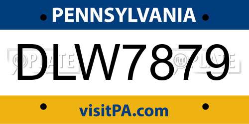 DLW7879 Pennsylvania License Plate