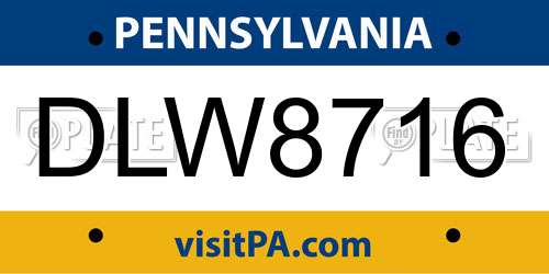 DLW8716 Pennsylvania License Plate