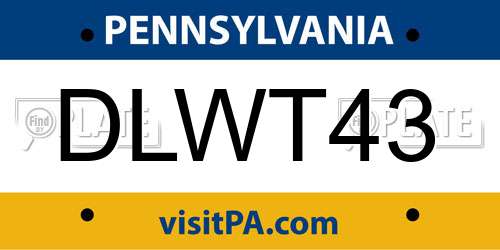 DLWT43 Pennsylvania License Plate