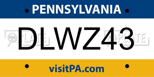 DLWZ43 Pennsylvania License Plate
