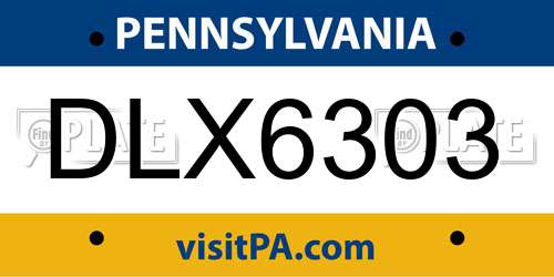 DLX6303 Pennsylvania License Plate