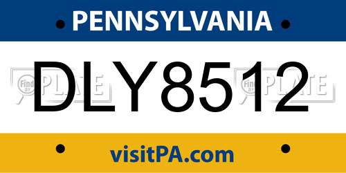 DLY8512 Pennsylvania License Plate