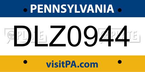 DLZ0944 Pennsylvania License Plate